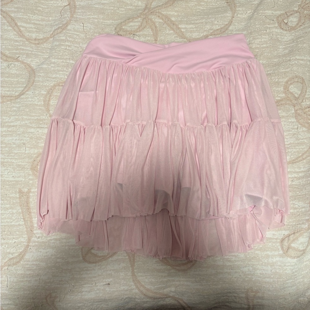 Elegant Pink Layered Mini Skirt